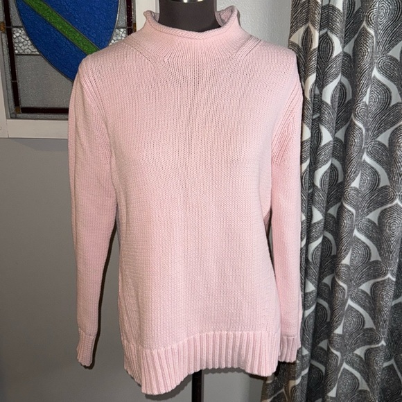 J Crew Always Oarsman Vintage Cotton Blend Pale Pink Roll Neck Sweater - Picture 1 of 8